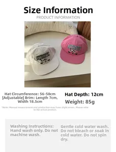 Detailed size information and material specifications for this embroidered baseball cap