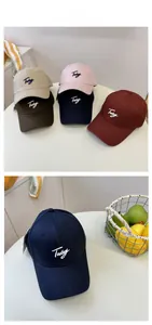 Detail display of stylish cotton baseball caps with Today embroidery in various colors