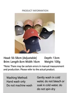 Guide des tailles pour casquette de baseball réglable 56-58cm avec conseils d'entretien