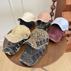 Damen Retro Distressed Baseballkappe Gewaschen Polyester Mit Löchern Bestickt Rose Verstellbar Sonnenschutz Streetwear Hut