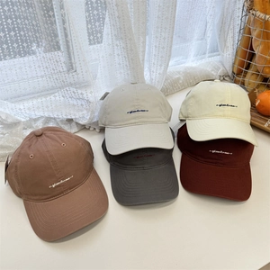 Minimalist cotton baseball cap set with sheenline embroidery in five earthy colors
