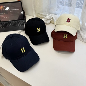 Fashionable cotton baseball caps with H embroidery in navy, black, beige, and burgundy