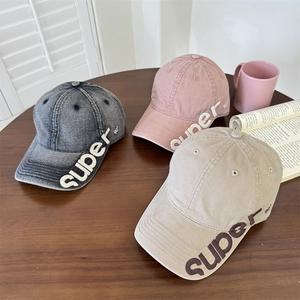 Distressed American street style baseball caps with Super 90' embroidery in three colors