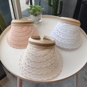 Three colors of lace open top sun hats for women, perfect for summer beach protection