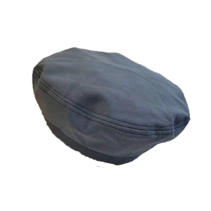 Minimalist solid color octagonal beret hat in navy blue with reinforced double stitching