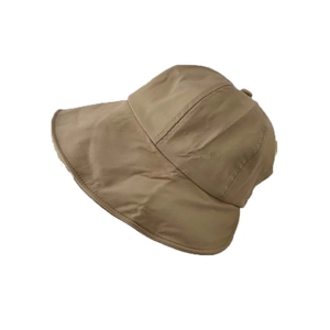 Khaki foldable wide brim sun hat for women with water-resistant fabric and top button