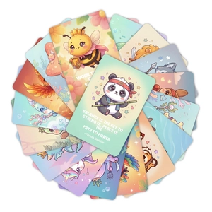 Set of 18 cute animal warrior affirmation cards with motivational quotes for kids