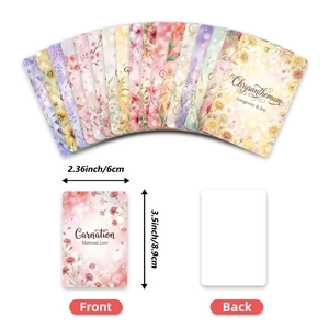 Detailed size view of floral cards with dimensions 2.36x3.5 inch and blank back side