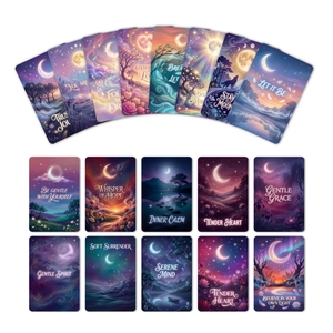 Σετ 18 έγχρωμων καρτών επιβεβαίωσης με ονειρικά σχέδια φύσης και εμπνευσμένα αποφθέγματα