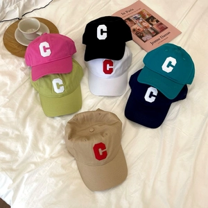 Vintage Embroidered C Letter Baseball Cap Soft Top Adjustable Cotton Blend Sunshade Hat For Men Women Casual Outdoor Fashion Duckbill Hat
