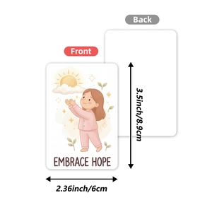 Detailed view showing the front and back dimensions of an Embrace Hope watercolor card