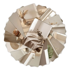 Set di 18 cartoline nordiche minimaliste con caldi toni Morandi in layout a ventaglio