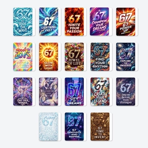 Set of 18 trendy motivational cards with diverse artistic themes and positive English quotes