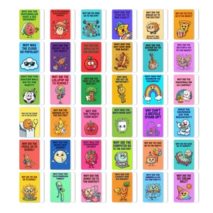 Pack de 36 tarjetas coloridas para loncheras con acertijos y chistes divertidos para niños