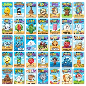 Set of 35 colorful educational lunch box riddle cards for kids with fun English jokes