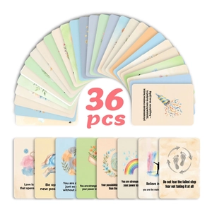 Close-up of 36 inspirational cards with Morandi colors and hand-painted watercolor illustrations