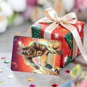 Colorful American football themed decorative art cards with Egyptian style player illustration