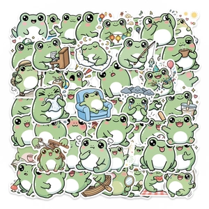 Schattige Cartoon Kikker Stickers Set Waterdicht PVC Decoratieve Decals Voor Laptop Scrapbooking Dagboek DIY Briefpapier Voor Studenten