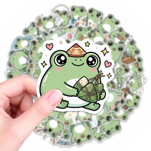 56-delige set schattige kikkerstickers met traditionele drakenbootfestivalmotieven