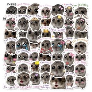 Detailed sheet of funny hamster meme stickers with emotional expressions for laptop decor