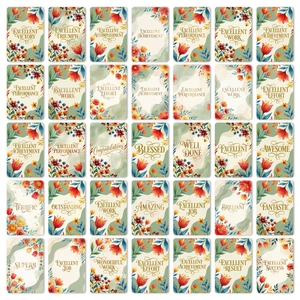 Lot de 35 cartes de récompense florales à l'aquarelle avec phrases inspirantes en anglais