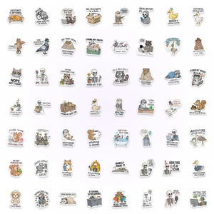 Lot de 56 autocollants d'animaux rigolos avec humour créatif pour ordinateurs