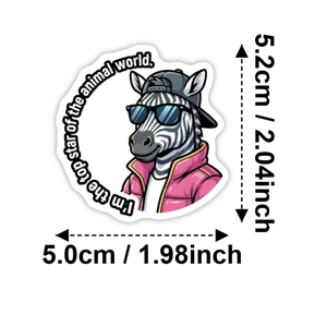 Wasserdichter Zebra-Aufkleber mit Sonnenbrille und rosa Jacke für Laptops