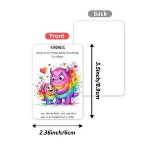 36Pcs social emotional learning flashcards for kids with monster watercolor illustrations