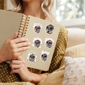 Cute hamster stickers on laptop with English phrases like Coffee Time and I Have Dreams