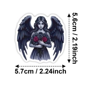 50 stickers gothiques nordiques de la Saint-Valentin avec ange aux ailes grises