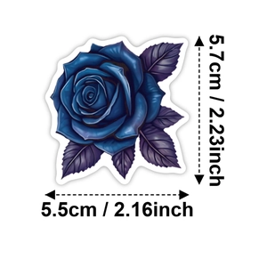 Autocollant rose gothique bleue de 5,7cm de hauteur avec finition imperméable
