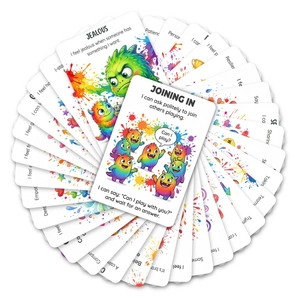 Detail of social emotional learning cards with cute monsters for kids education