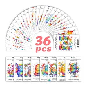 36-piece kids social emotional learning flashcards with colorful monster illustrations