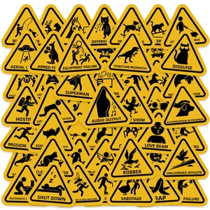 Humorous Warning Sign Stickers Set Yellow Triangle Caution Decals Waterproof Vinyl Laptop Luggage Skateboard Decor
