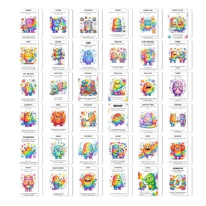 Detailed 6x6 grid showing 36 educational emotion flashcards for social learning skills