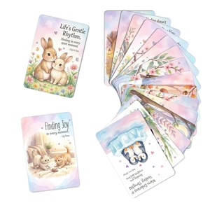 Vue macro de 18 cartes de guérison à l'aquarelle avec citations pour décor mural