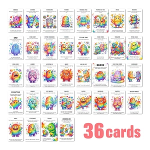 Social Emotional Learning Flashcards Monster Illustrations Coated Paper Educational Cards For Kids Children Classroom Decor Gift