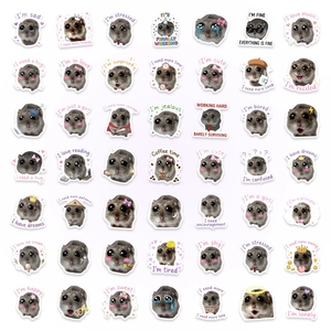 Set of 50 sad hamster meme stickers for laptop and journal waterproof vinyl decals