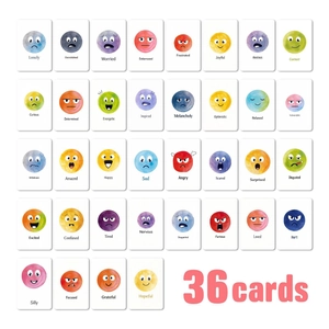 Cartes Éducatives de Reconnaissance des Émotions Style Aquarelle pour Enfants Ensemble Complet de Sentiments Apprentissage Émotionnel