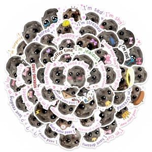 50pcs set of waterproof cartoon hamster stickers with funny emotional expressions for laptops