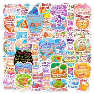 Healing Mindfulness Stickers Positive Motivational English Quotes Waterproof PVC Decals For Journaling Laptop DIY Decoration Aesthetic Set