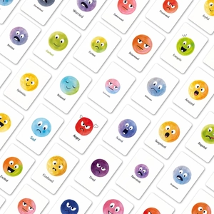 Lot de 36 cartes cognitives d'émotions pour enfants avec expressions aquarelles