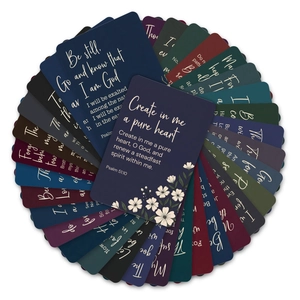 Lot de 36 cartes de versets bibliques aux tons sombres avec motifs floraux élégants