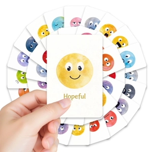 Jeu de 36 cartes d'émotions à l'aquarelle pour enfants avec expressions faciales