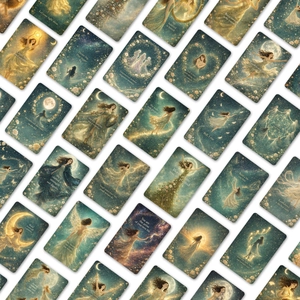 Jeu de cartes d'énergie déesse avec illustrations célestes et citations inspirantes