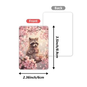 Healing raccoon and cherry blossom decor cards 3.5x2.36 inch front and back set
