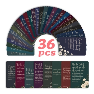 Lot de 36 cartes de versets bibliques aux tons sombres avec illustrations florales
