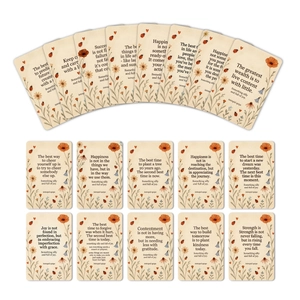 Set mit 19 minimalistischen Motivationskarten mit floralen Illustrationen für Wanddeko