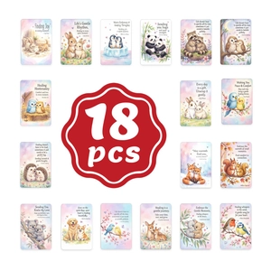 Lot de 18 cartes de guérison colorées avec animaux mignons et citations motivantes