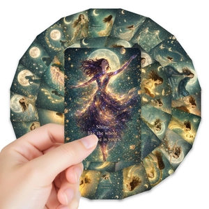 Lot de 36 cartes déesse lunaire avec citations inspirantes et motifs galaxie étoilée